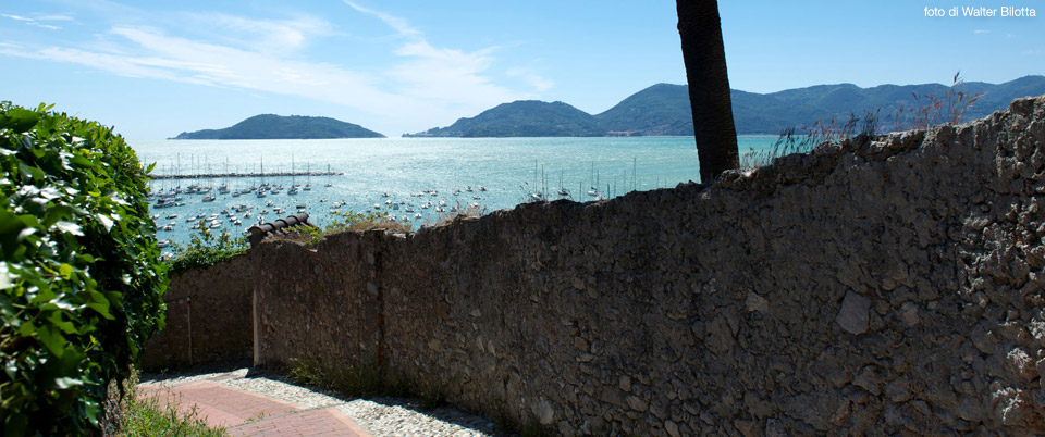 Landscape view from a historical street in Lerici: Canata ascent.